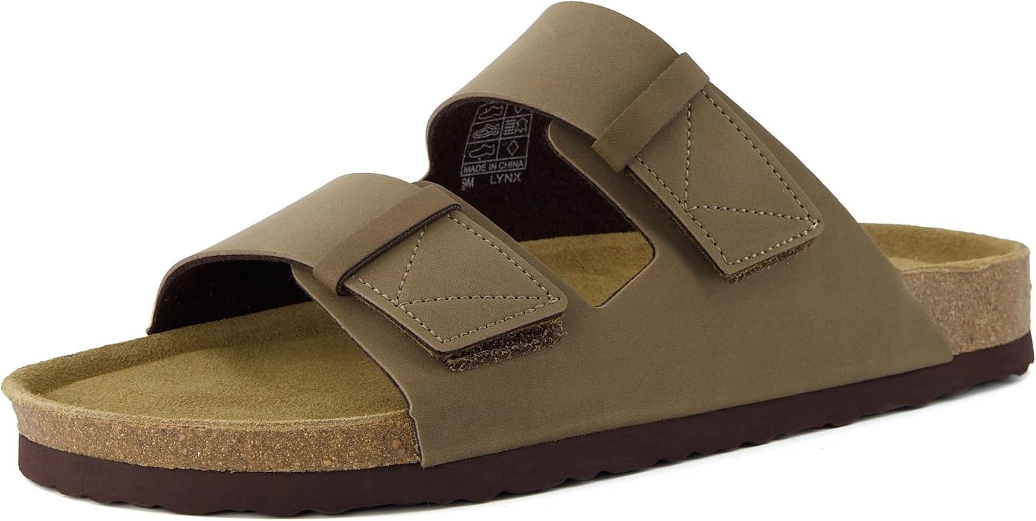 image:imageCUSHIONAIRE Mens Lynx Cork footbed Sandal with ComfortBrown Nubuck