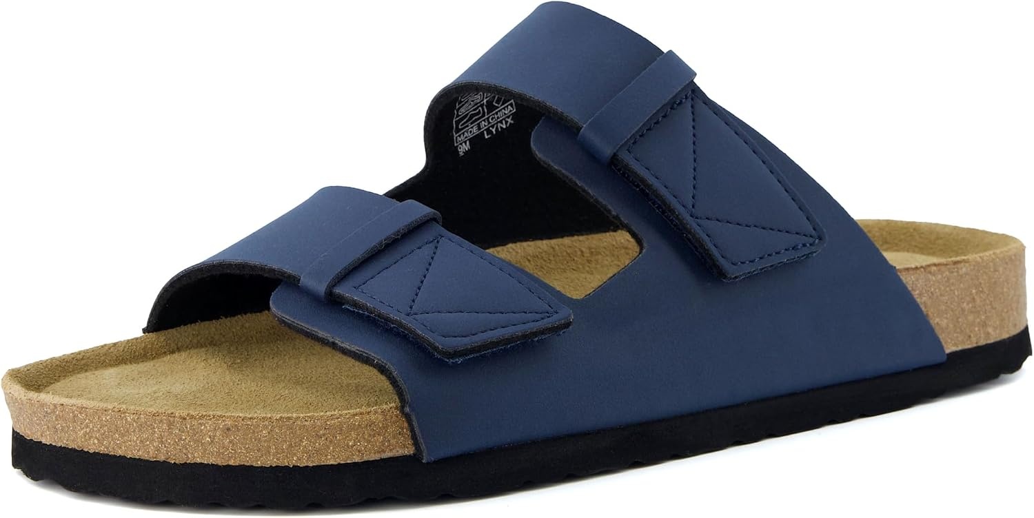 image:imageCUSHIONAIRE Mens Lynx Cork footbed Sandal with ComfortNavy Nubuck