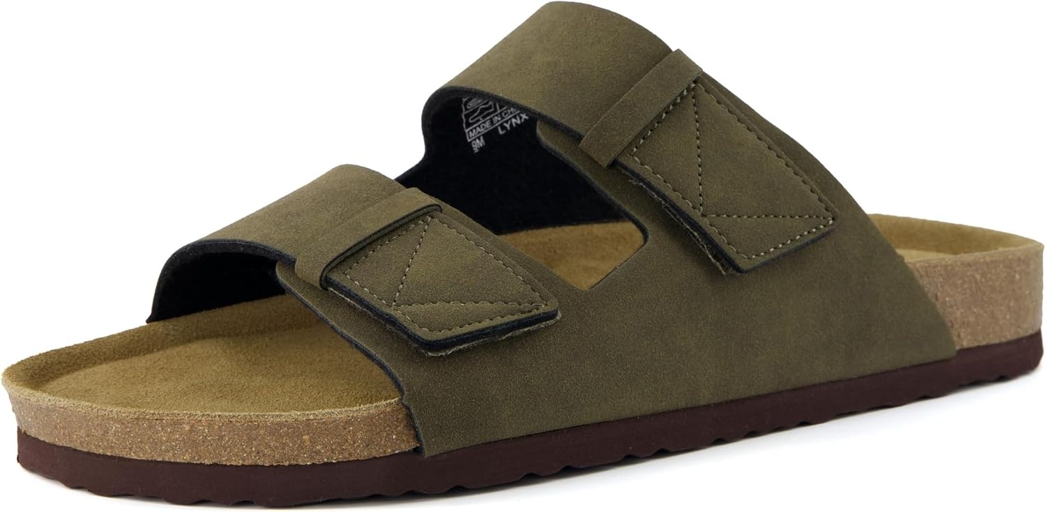 image:imageCUSHIONAIRE Mens Lynx Cork footbed Sandal with ComfortOlive Nubuck