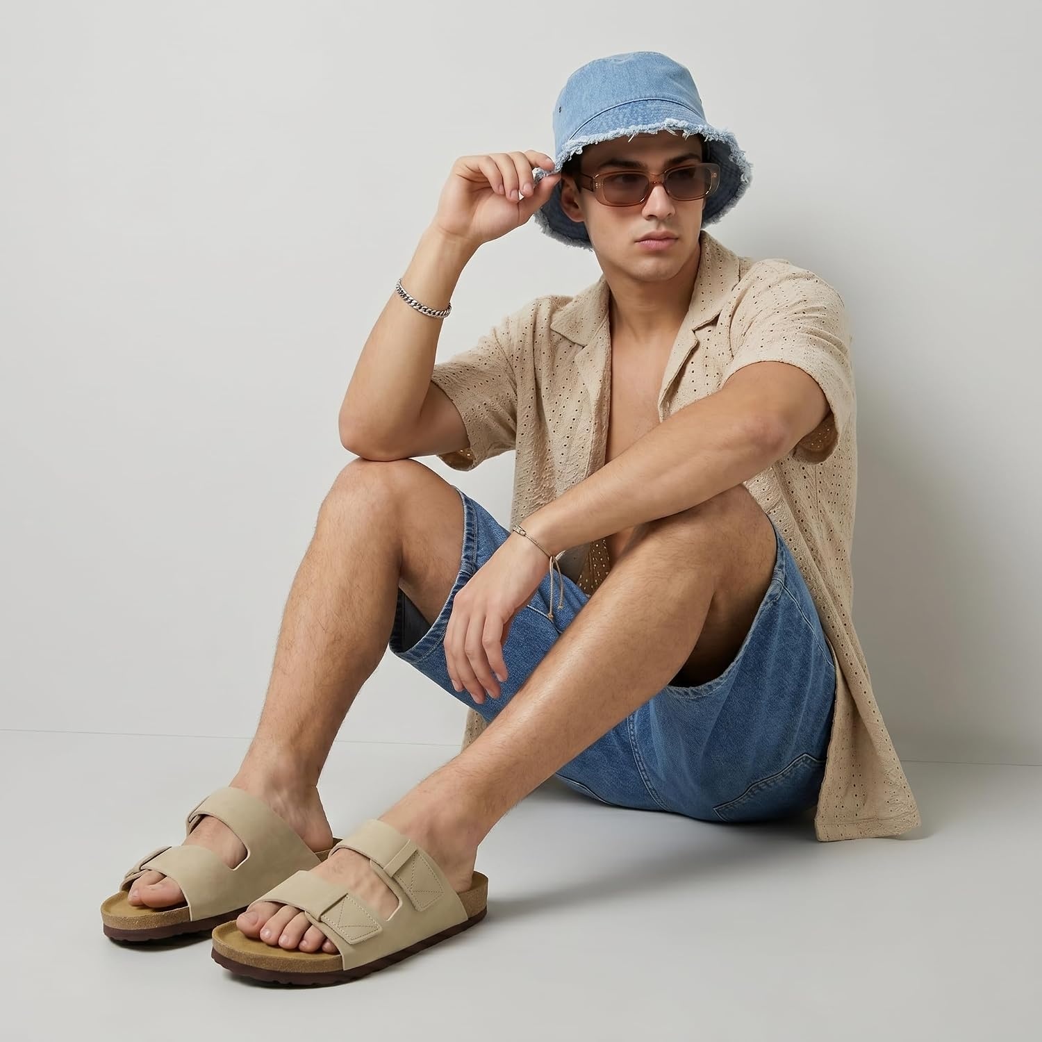 image:imageCUSHIONAIRE Mens Lynx Cork footbed Sandal with ComfortStone Nubuck