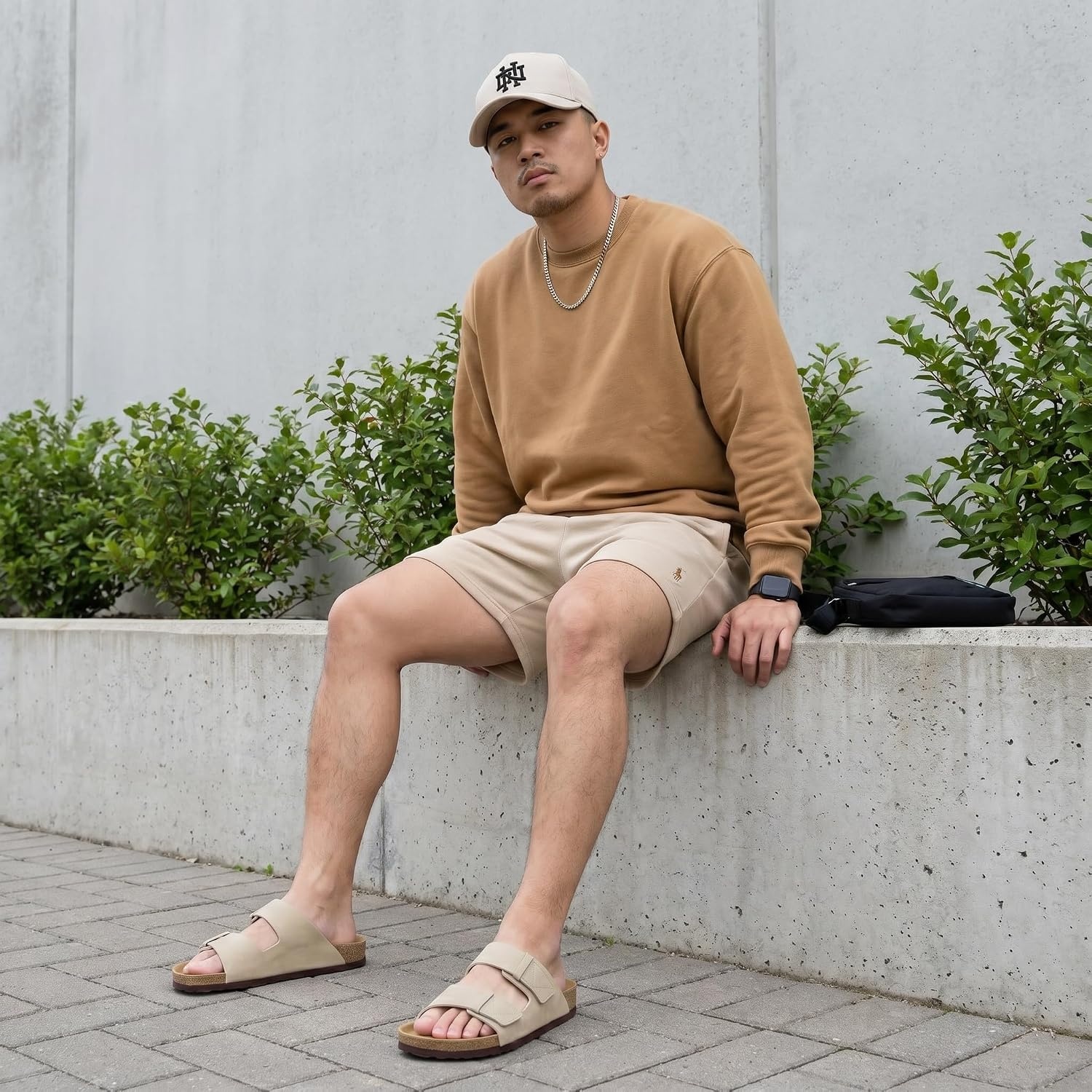 image:imageCUSHIONAIRE Mens Lynx Cork footbed Sandal with ComfortStone Nubuck