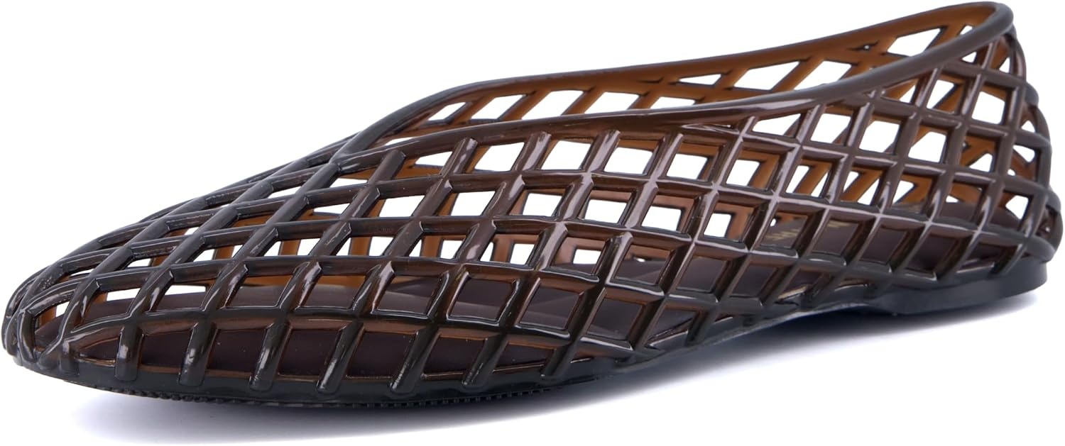image:imageCUSHIONAIRE Siesta Modern Lattice Ballet Flats for Women Comfortable Slip On Pointed Toe Womens Jelly ShoesChocolate