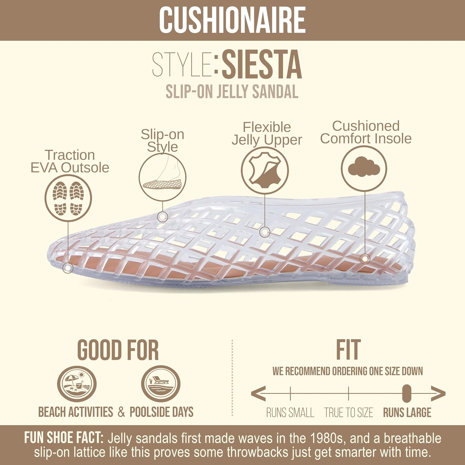image:imageCUSHIONAIRE Siesta Modern Lattice Ballet Flats for Women Comfortable Slip On Pointed Toe Womens Jelly ShoesClear
