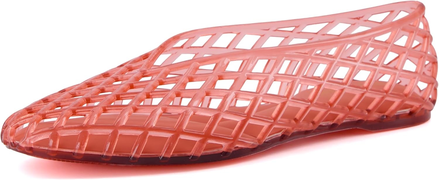 image:imageCUSHIONAIRE Siesta Modern Lattice Ballet Flats for Women Comfortable Slip On Pointed Toe Womens Jelly ShoesRed