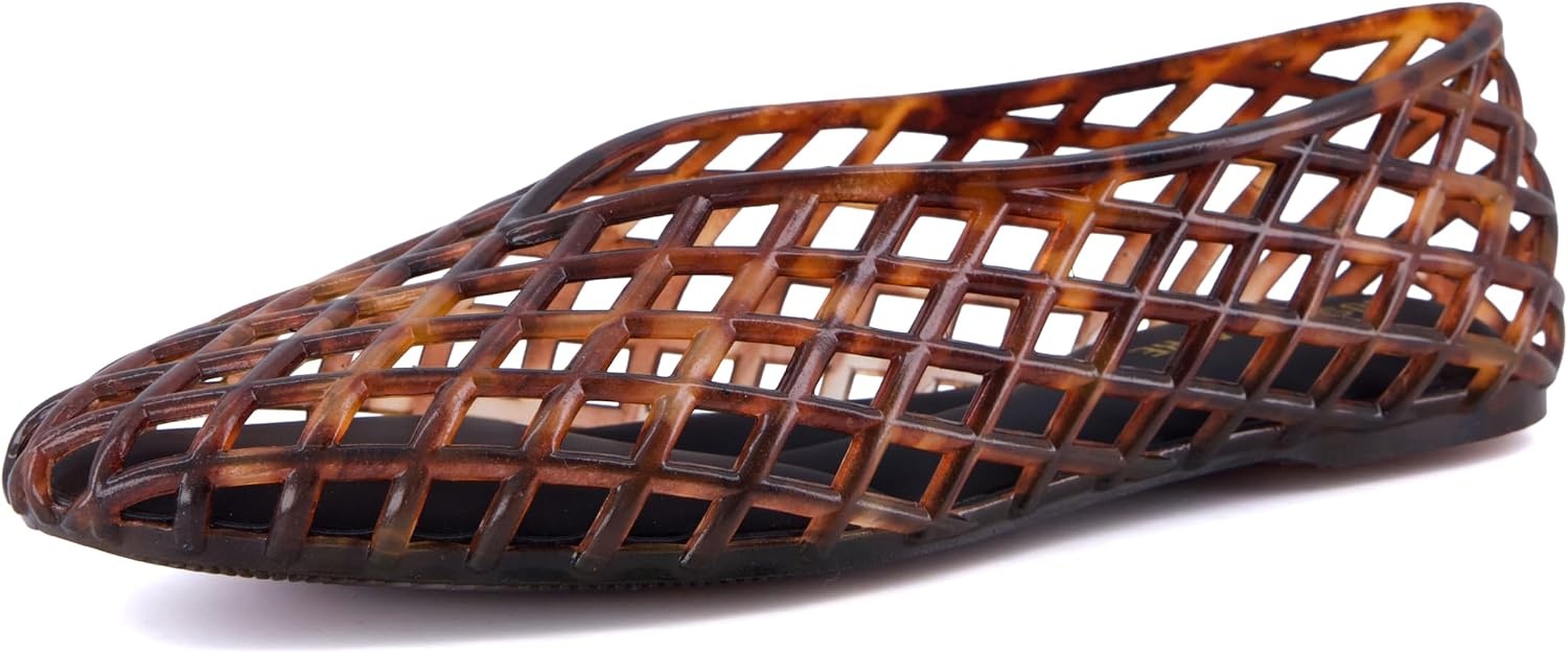 image:imageCUSHIONAIRE Siesta Modern Lattice Ballet Flats for Women Comfortable Slip On Pointed Toe Womens Jelly ShoesTortoise
