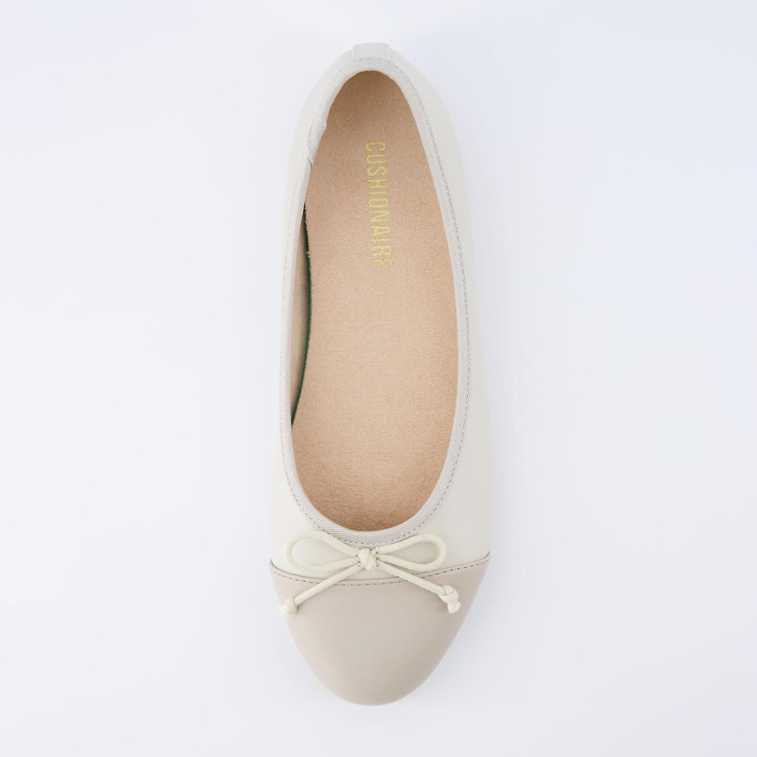 image:imageCUSHIONAIRE Womens Cardi Cap Toe Bow Flat with Memory Foam and Wide Widths AvailableBoneTaupe