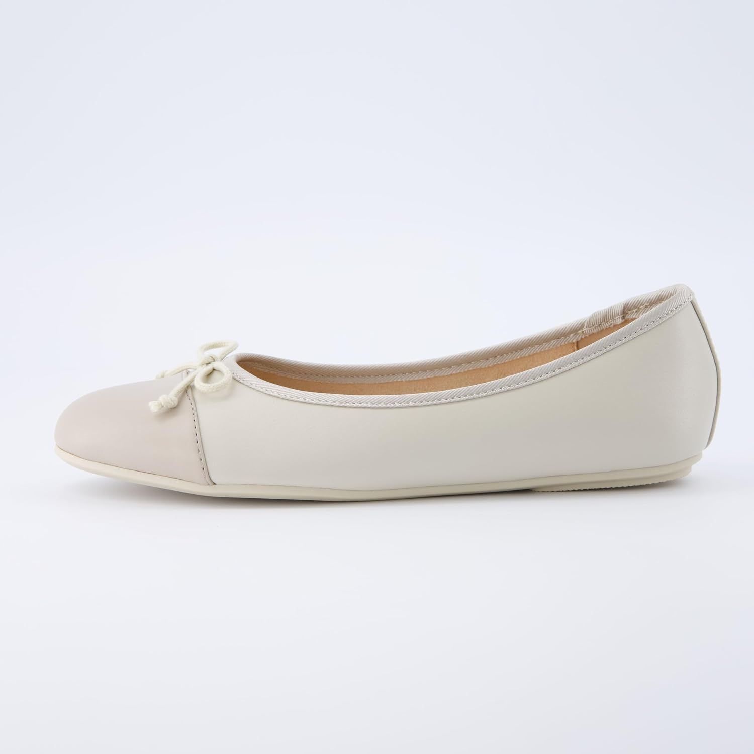 image:imageCUSHIONAIRE Womens Cardi Cap Toe Bow Flat with Memory Foam and Wide Widths AvailableBoneTaupe