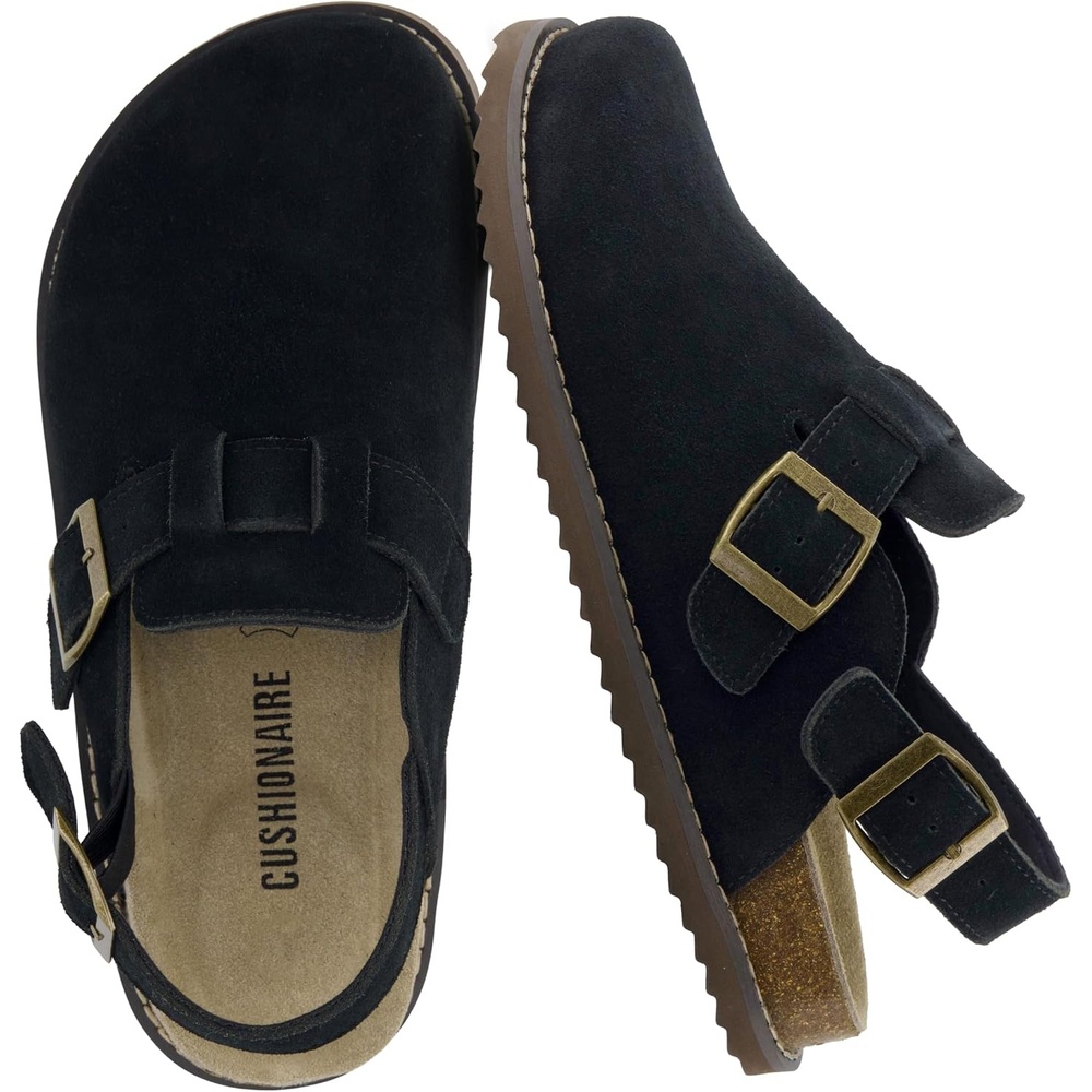 image:imageCUSHIONAIRE Brooklyn Genuine Suede Slingback Clogs for Women with BuckleBlack