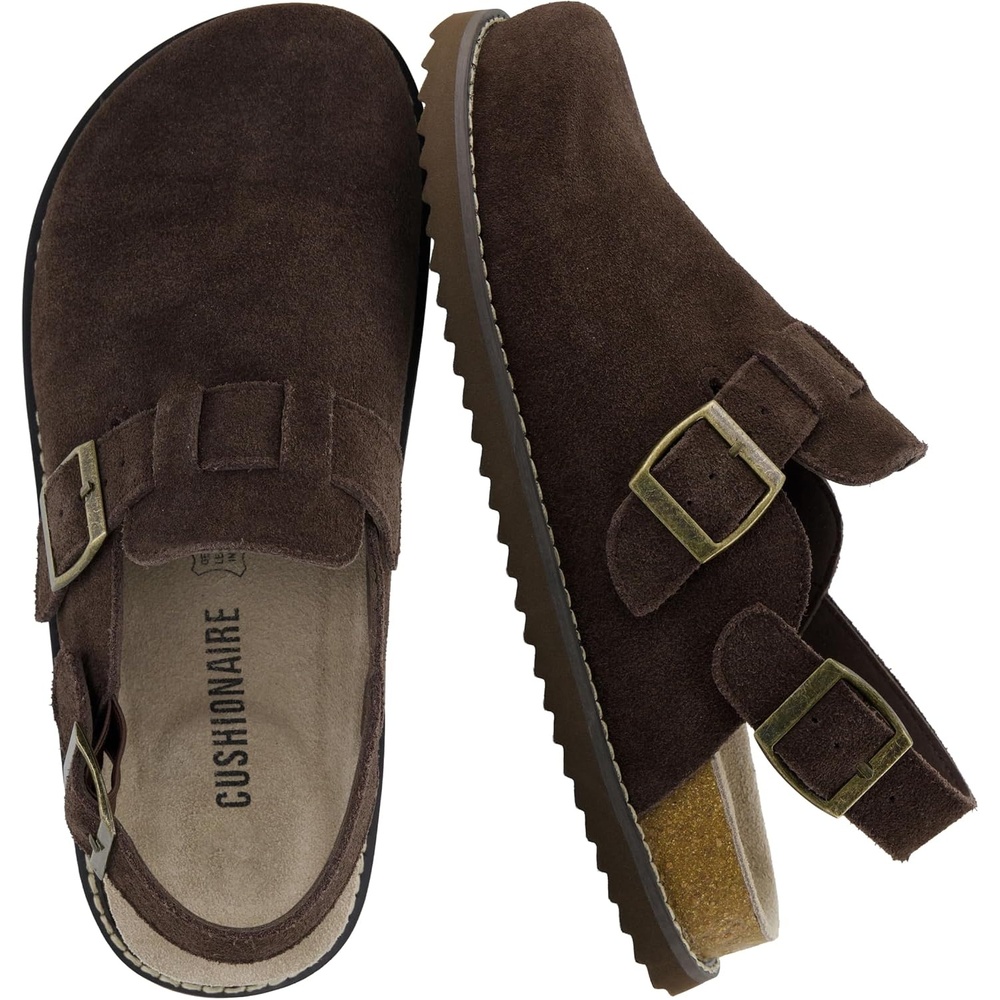 image:imageCUSHIONAIRE Brooklyn Genuine Suede Slingback Clogs for Women with BuckleChocolate