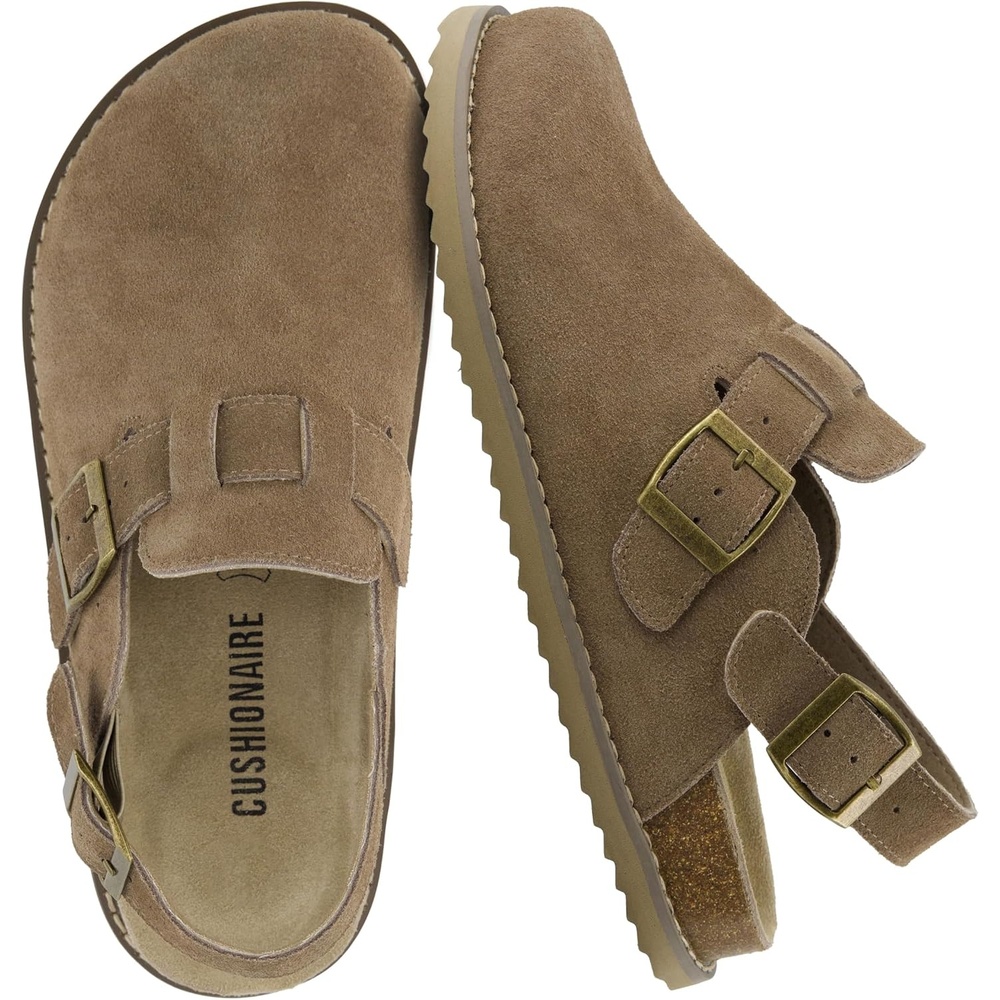 image:imageCUSHIONAIRE Brooklyn Genuine Suede Slingback Clogs for Women with BuckleTaupe