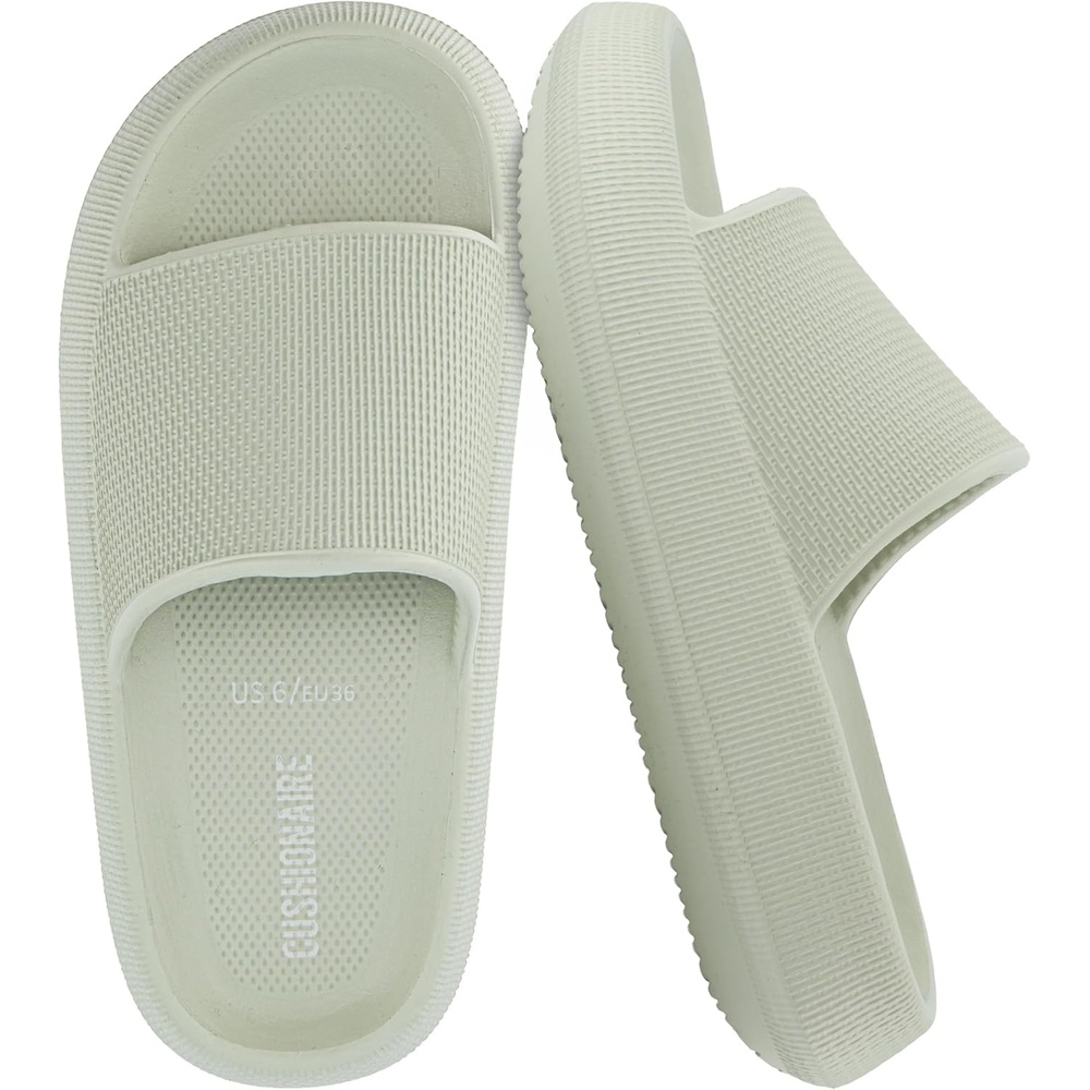 image:imageCUSHIONAIRE Feather EVA Slides for Women Comfortable Slip On Womens Slippers Indoor Outdoor Shower Shoes Beach Essential Cloud SlidesAloe