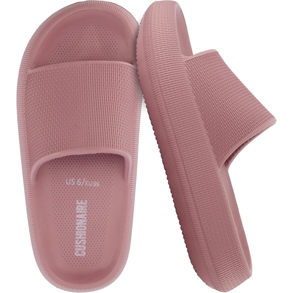 image:imageCUSHIONAIRE Feather EVA Slides for Women Comfortable Slip On Womens Slippers Indoor Outdoor Shower Shoes Beach Essential Cloud SlidesBlush