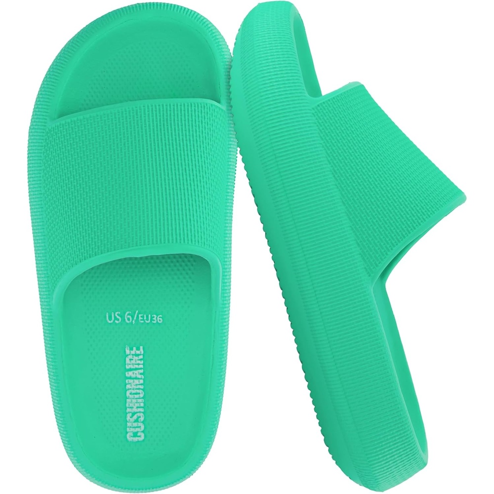 image:imageCUSHIONAIRE Feather EVA Slides for Women  Comfortable Slip On Womens Slippers Indoor Outdoor Shower Shoes Beach Essential Cloud SlidesMint