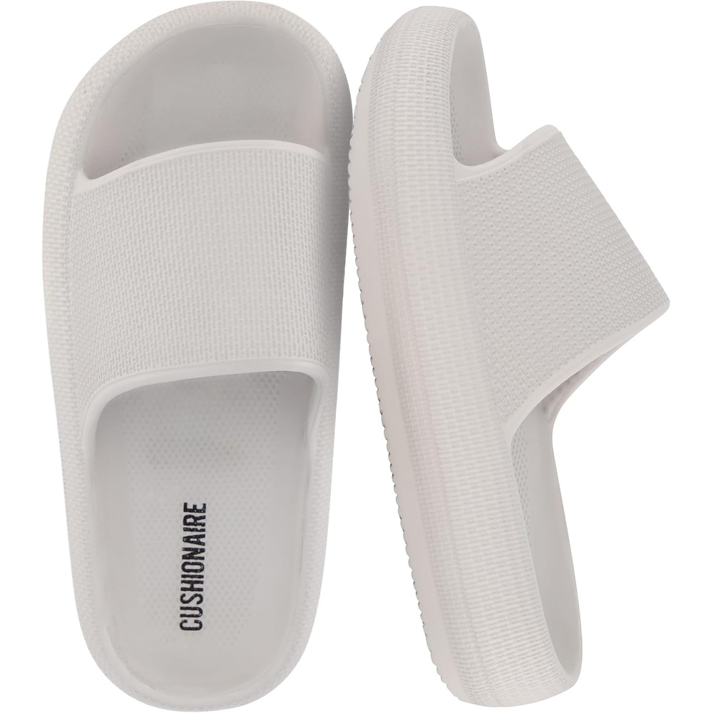 image:imageCUSHIONAIRE FeatherK Cloud Slides EVA Waterproof Pool Sandals for KidsLt Grey