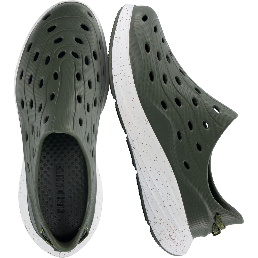 image:imageCUSHIONAIRE Fuel EVA Recovery Shoes for Men Lightweight Slip On Waterproof Sneaker Clogs with Cushioned Footbed and Ventilated DesignOliveOff White