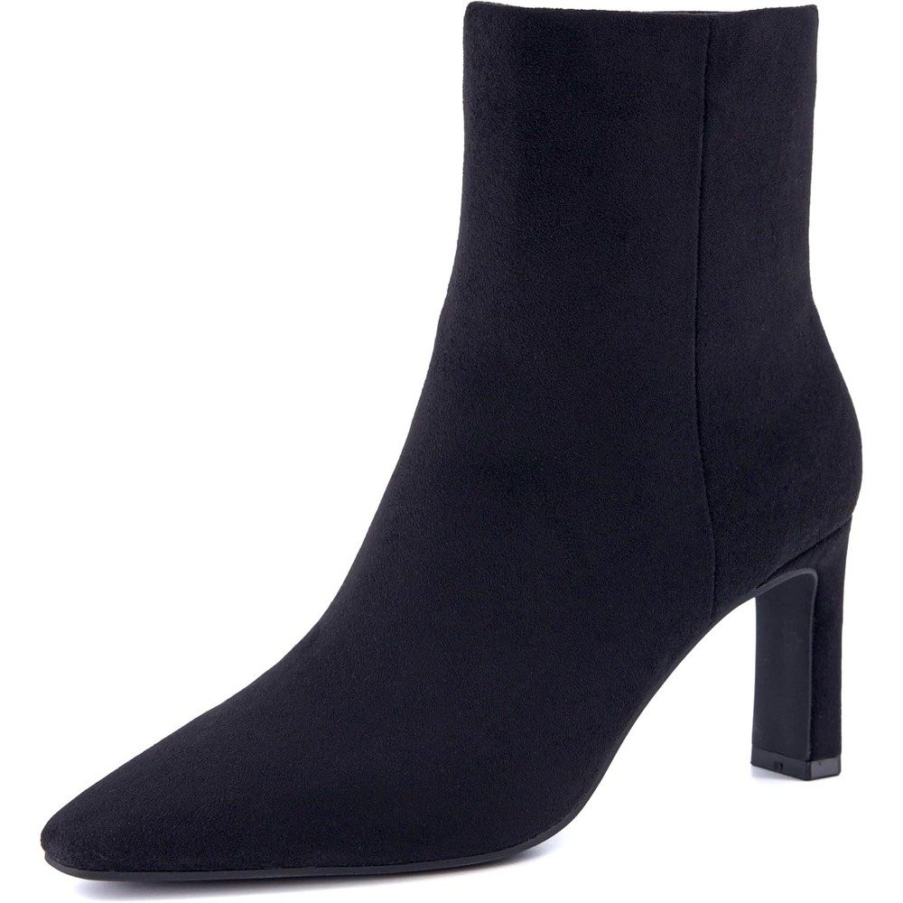 image:imageCUSHIONAIRE Giana Womens High Heel Ankle Boots Square Toe Vegan Suede Mid Block Heel Dress Booties for OfficeBlack