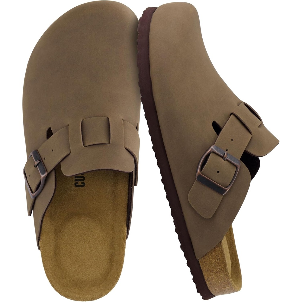image:imageCUSHIONAIRE Hana Vegan Suede Clogs for Women Cork Footbed Potato ShoesBrown