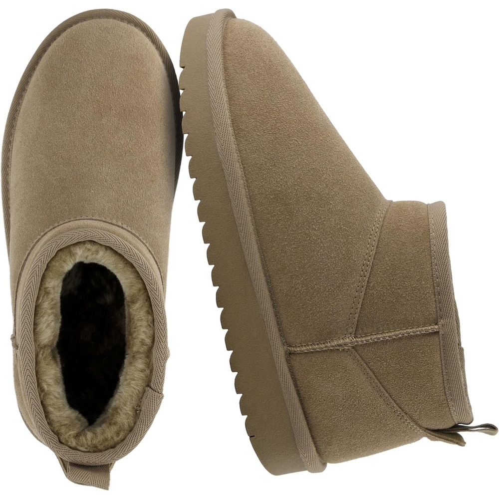 image:imageCUSHIONAIRE Hip3 Genuine Suede Leather Ankle Boots for Women  Pull On Cozy Faux Fur Boots Womens Shoes with Comfortable Memory FoamMoss Genuine Suede
