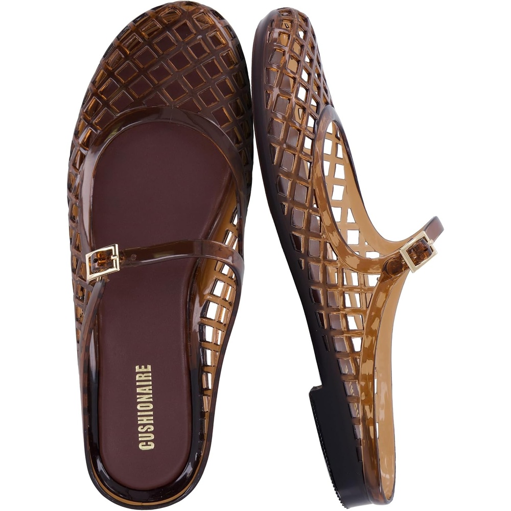 image:imageCUSHIONAIRE Java Casual Womens Jelly Flats with Adjustable Strap Closed Toe Mary Janes Mule Design Waterproof Jelly Sandals for WomenChocolate