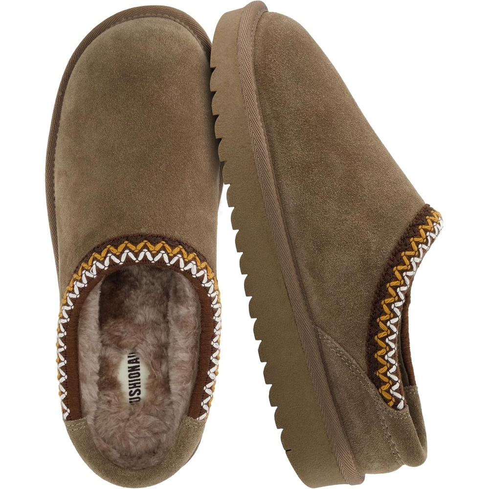 image:imageCUSHIONAIRE Keto Womens Slippers SlipOn Suede Mule Slipper  Cozy amp Stylish Memory Foam amp Faux Fur Lining Wide Widths AvailableTaupe
