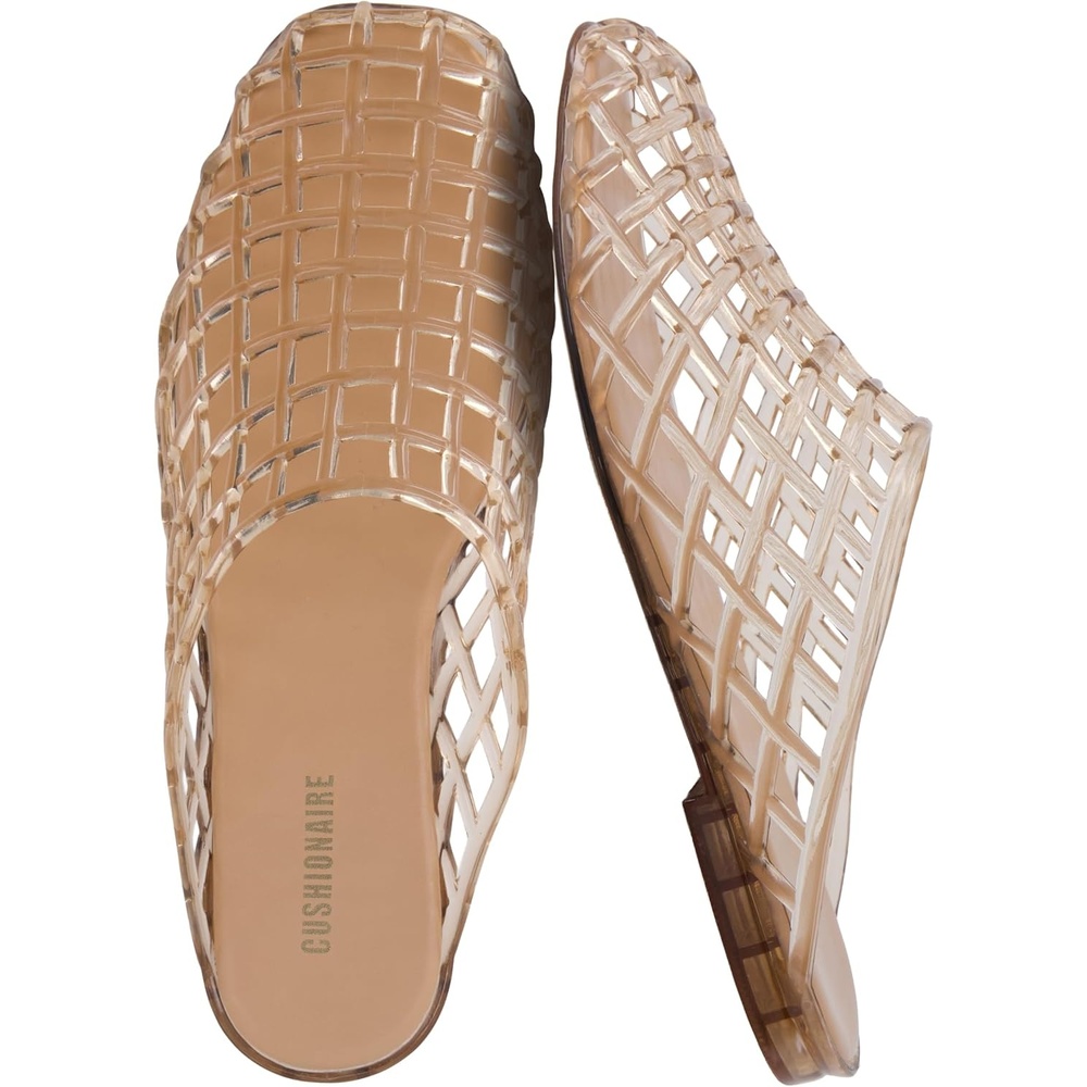 image:imageCUSHIONAIRE Lab Jelly Flats for Women Closed Toe Slip On Lightweight Womens Mules with Woven Design and Cushioned ComfortMocha