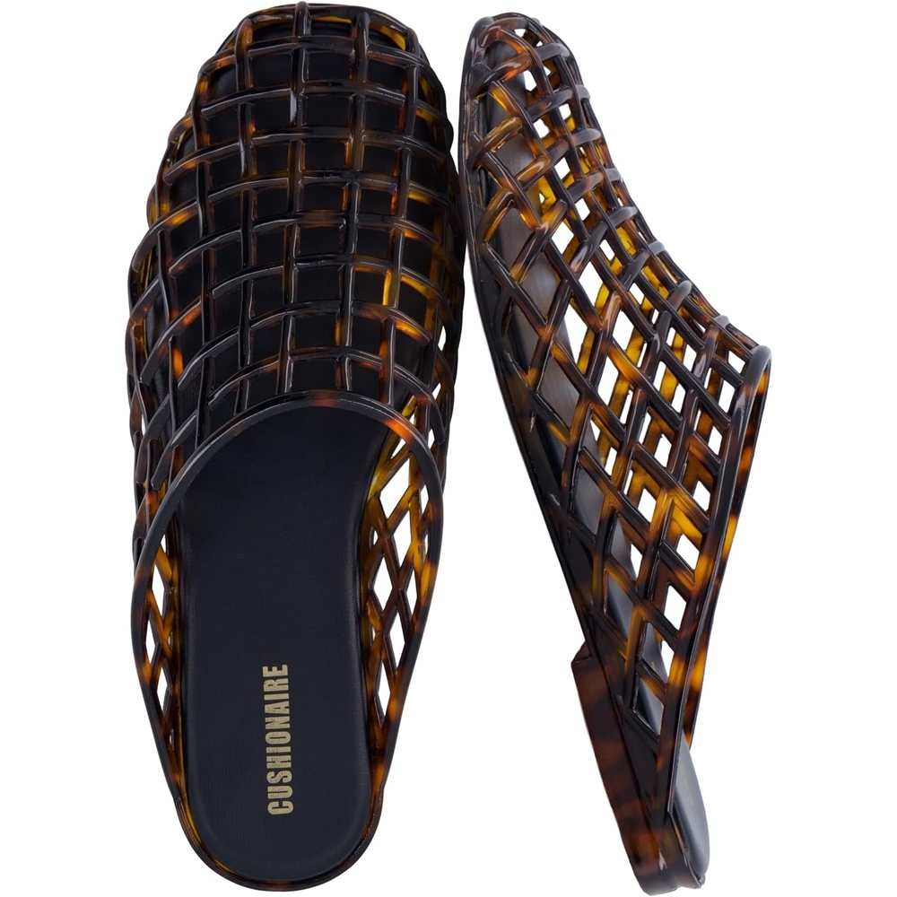 image:imageCUSHIONAIRE Lab Jelly Flats for Women Closed Toe Slip On Lightweight Womens Mules with Woven Design and Cushioned ComfortTortoise