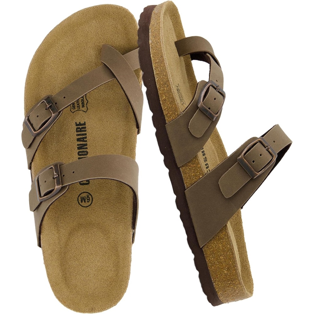 image:imageCUSHIONAIRE Luna Sandals for Women Cork Footbed Womens Sandals for Summer Comfort with Adjustable Straps Wide Width AvailableBrown