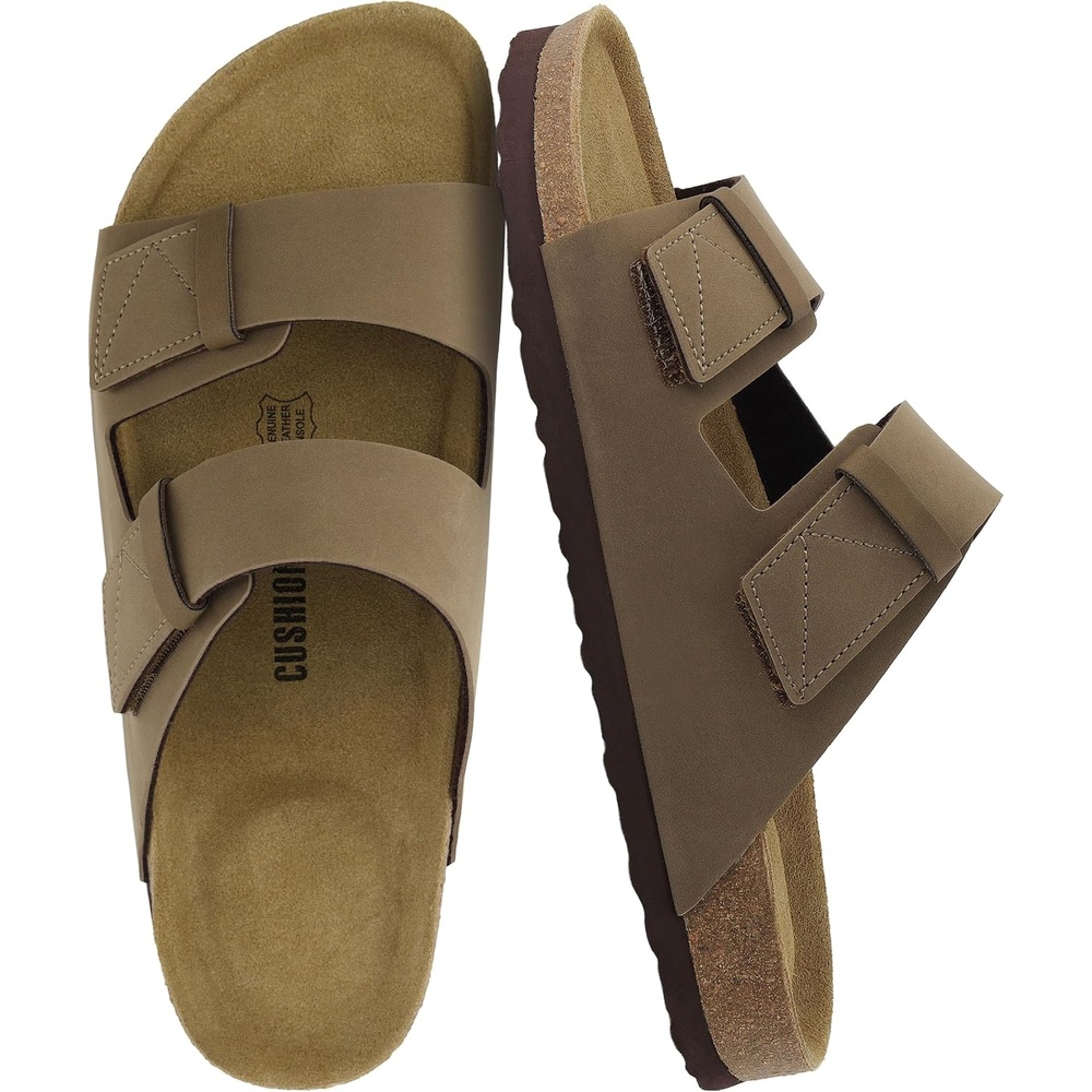 image:imageCUSHIONAIRE Mens Lynx Cork footbed Sandal with ComfortBrown Nubuck
