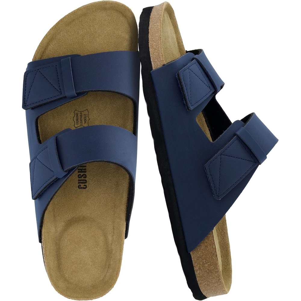 image:imageCUSHIONAIRE Mens Lynx Cork footbed Sandal with ComfortNavy Nubuck