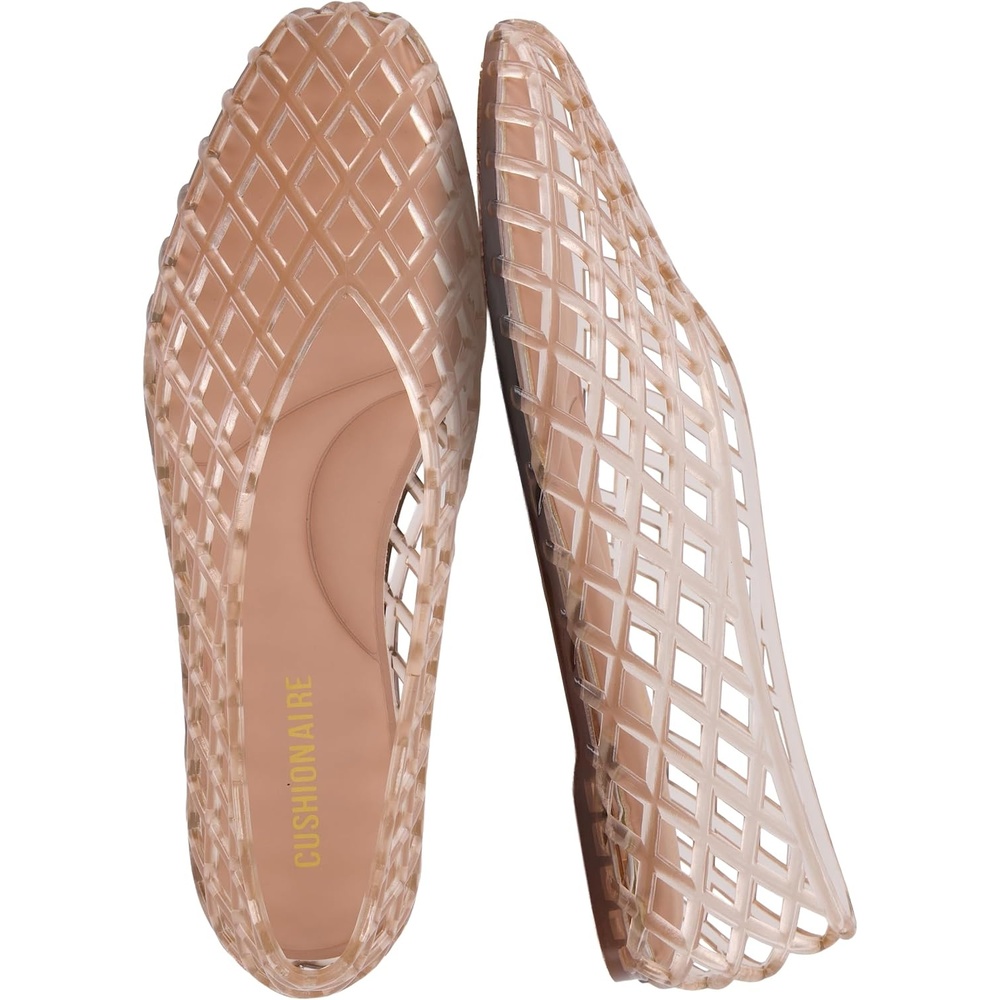 image:imageCUSHIONAIRE Siesta Modern Lattice Ballet Flats for Women Comfortable Slip On Pointed Toe Womens Jelly ShoesMocha