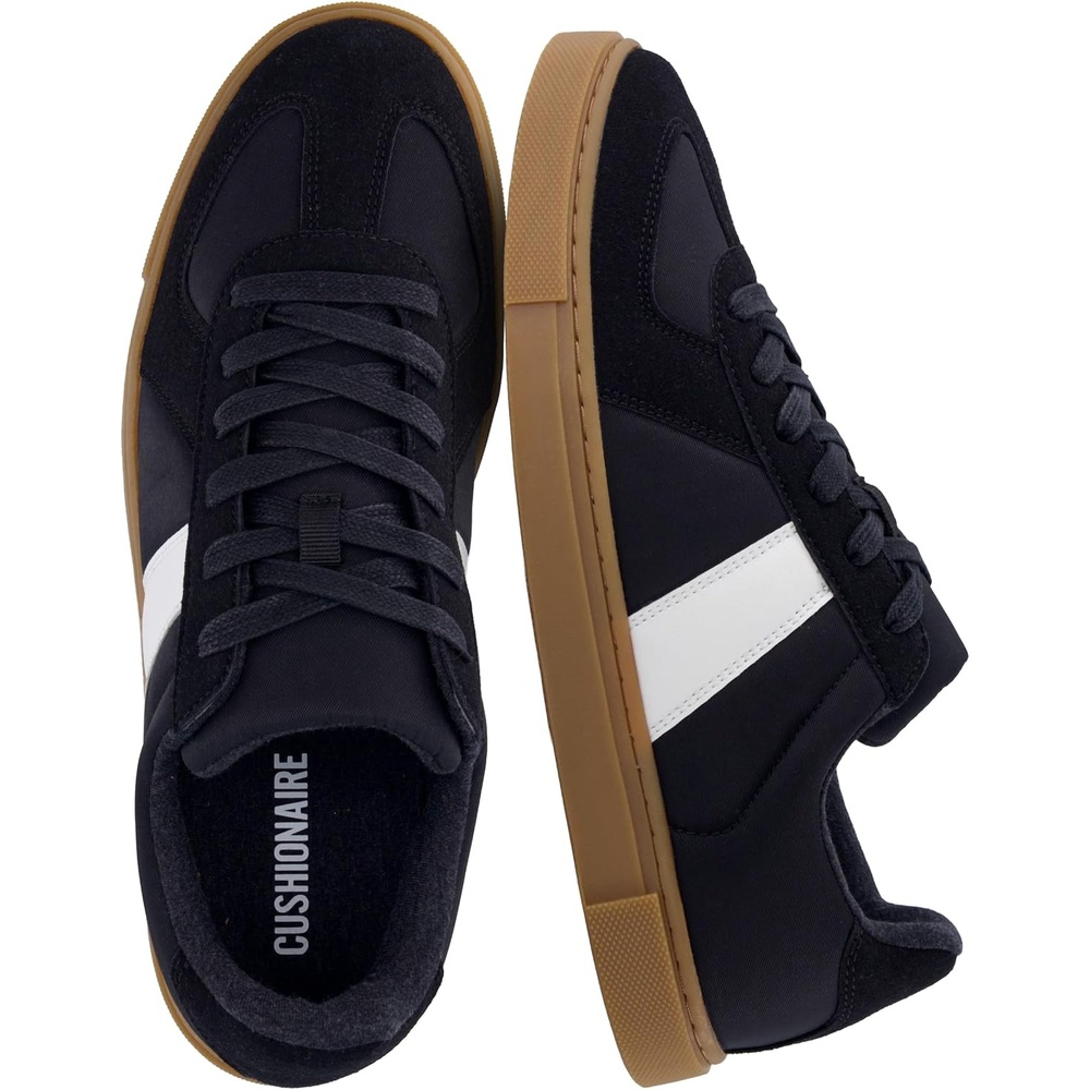 image:imageCUSHIONAIRE Troy Low Top Casual Mens Sneakers with Laces amp Gum SoleBlackWhite