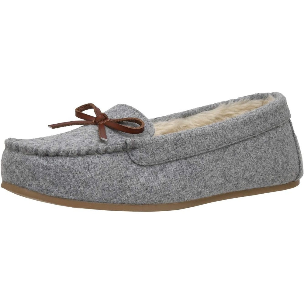 image:imageCushionaire Womens Sabina Moccasin Slipper Memory FoamGrey Wool