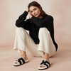 CUSHIONAIRE Cuddle Fur Slippers for Women Faux Shearling Slide Sandal +Memory Foam, Wide Widths Available(Black)