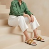 CUSHIONAIRE Cuddle Fur Slippers for Women Faux Shearling Slide Sandal +Memory Foam, Wide Widths Available(Chestnut)