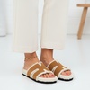 CUSHIONAIRE Cuddle Fur Slippers for Women Faux Shearling Slide Sandal +Memory Foam, Wide Widths Available(Rust)