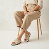 CUSHIONAIRE Cuddle Fur Slippers for Women Faux Shearling Slide Sandal +Memory Foam, Wide Widths Available(Sand)