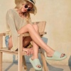CUSHIONAIRE Feather EVA Slides for Women – Comfortable Slip On Womens Slippers, Indoor Outdoor Shower Shoes, Beach Essential Cloud Slides(Aloe)