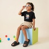 CUSHIONAIRE Feather-K Cloud Slides, EVA Waterproof Pool Sandals for Kids(Black)