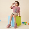 CUSHIONAIRE Feather-K Cloud Slides, EVA Waterproof Pool Sandals for Kids(Blush)