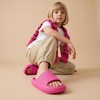 CUSHIONAIRE Feather-K Cloud Slides, EVA Waterproof Pool Sandals for Kids(Hot Pink)