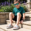 CUSHIONAIRE Feather-K Cloud Slides, EVA Waterproof Pool Sandals for Kids(Lt. Grey)