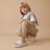 CUSHIONAIRE Feather-K Cloud Slides, EVA Waterproof Pool Sandals for Kids(Lt. Grey)