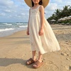 CUSHIONAIRE Feather-K Cloud Slides, EVA Waterproof Pool Sandals for Kids(Mocha)