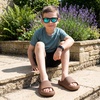 CUSHIONAIRE Feather-K Cloud Slides, EVA Waterproof Pool Sandals for Kids(Mocha)