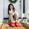 CUSHIONAIRE Feather-K Cloud Slides, EVA Waterproof Pool Sandals for Kids(Red)