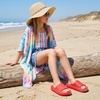 CUSHIONAIRE Feather-K Cloud Slides, EVA Waterproof Pool Sandals for Kids(Red)