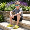CUSHIONAIRE Feather-K Cloud Slides, EVA Waterproof Pool Sandals for Kids(Sunny Yellow)