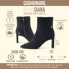 CUSHIONAIRE Giana Womens High Heel Ankle Boots, Square Toe Vegan Suede Mid Block Heel Dress Booties for Office(Black)