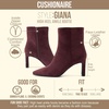 CUSHIONAIRE Giana Womens High Heel Ankle Boots, Square Toe Vegan Suede Mid Block Heel Dress Booties for Office(Burgundy)