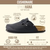 CUSHIONAIRE Hana Vegan Suede Clogs for Women, Cork Footbed Potato Shoes(Black)